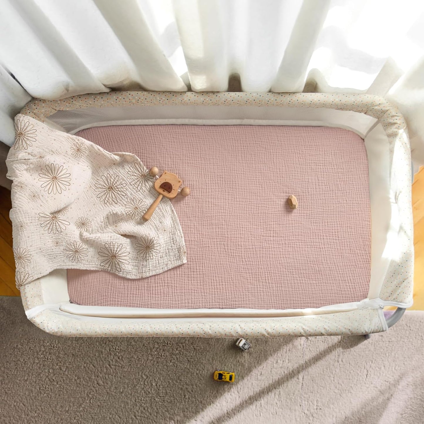 lulumoon Muslin Bassinet Sheets Baby: Cotton Bedside Sleeper Bassinet Sheets Fitted for MiClassic & Milliard Bassinet