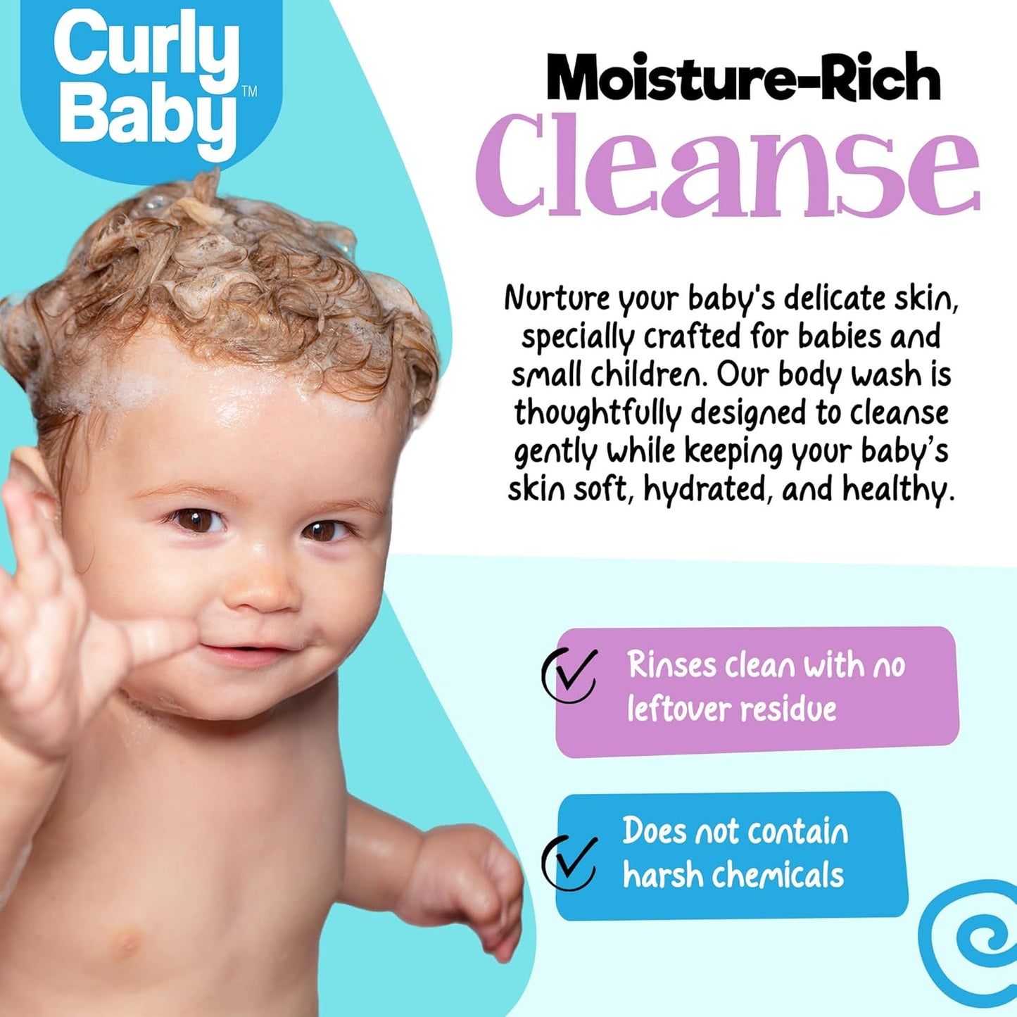Body Wash - Gentle Moisturizing Baby Wash for Sensitive Skin & Hair, Tear-Free, Dermatologist-Tested, Light Clean Scent, Cruelty-Free, Perfect for Newborns & Infants - 16 oz
