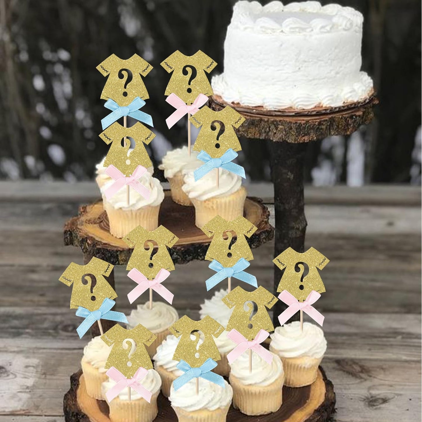 Rsstarxi 24 Pack Glitter Gender Reveal Cupcake Toppers Boy or Girl Cupcake Toppers Pink or Blue Bow Tie Cupcake Picks for Baby Shower Gender Reveal Theme Party Cake Decorations