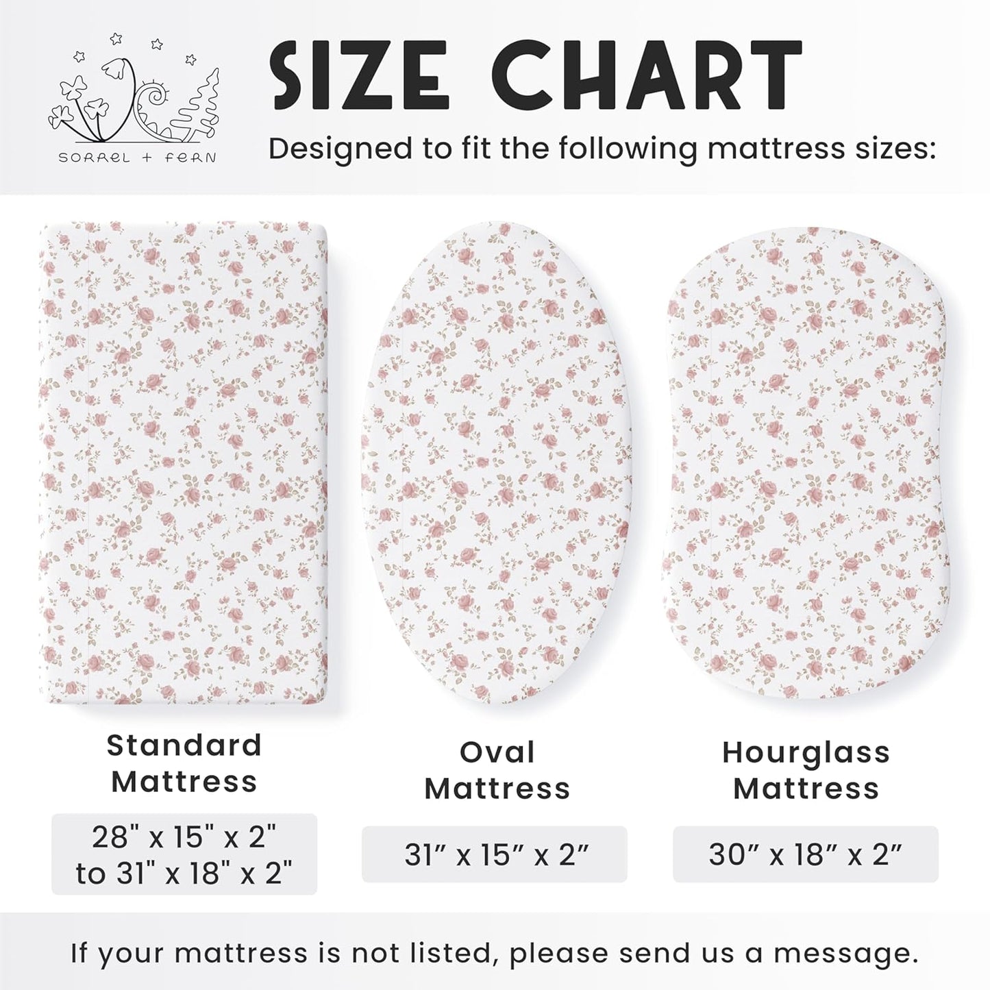 Baby Bassinet Sheets Girl (Juliette) 2-Pack - Fitted Bedside Bassinet Sheets - Buttery Soft Cotton Blend for Standard Bassinet Mattress Pad - Compatible with Halo Bassinest