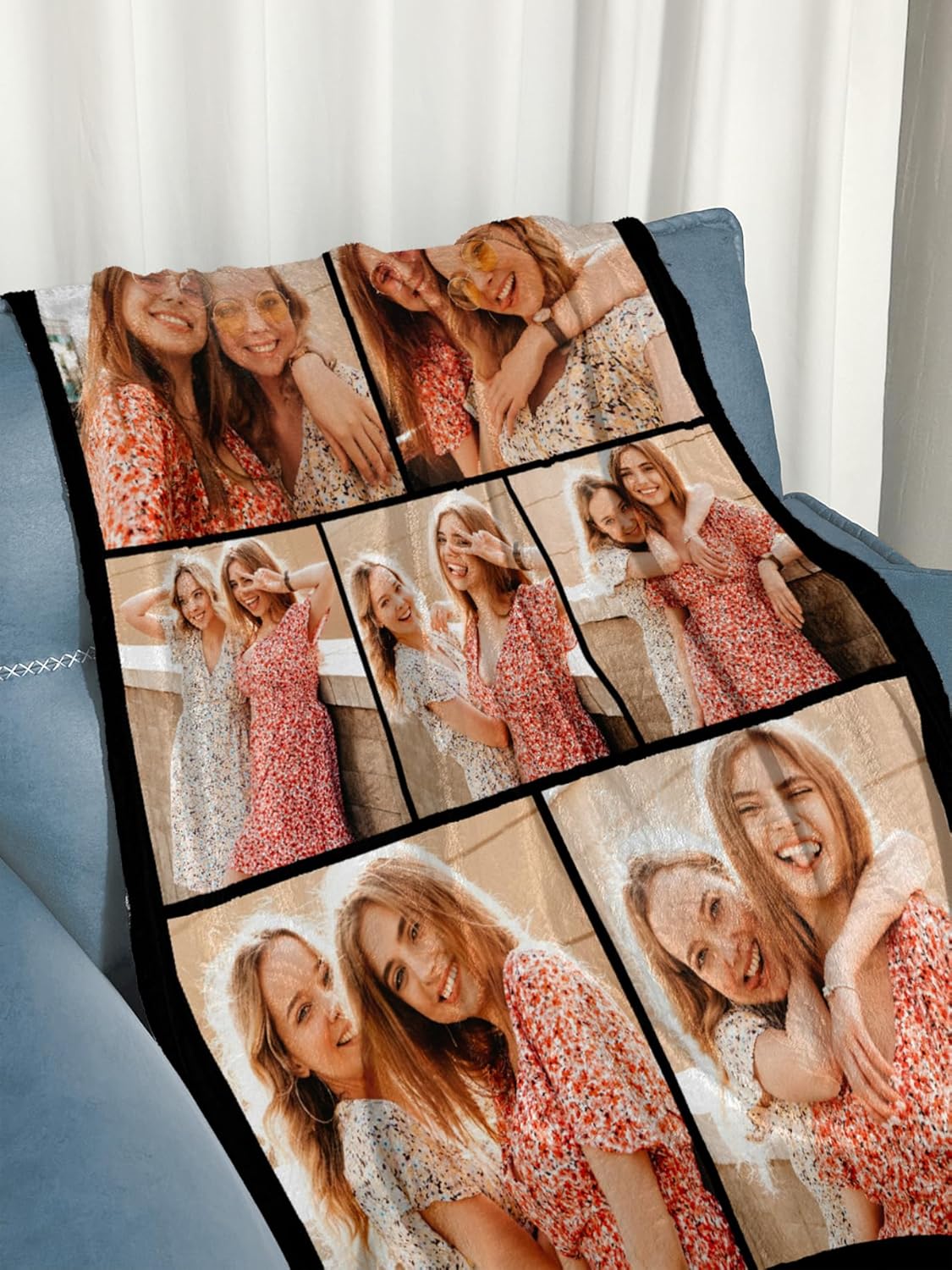 Personalized Blanket with Photos Text Custom Flannel Blanket with Picture Customizable Blankets Valentine's Day Gifts for Couple Girlfriend Boyfriend Wife Husband, 60 * 80in