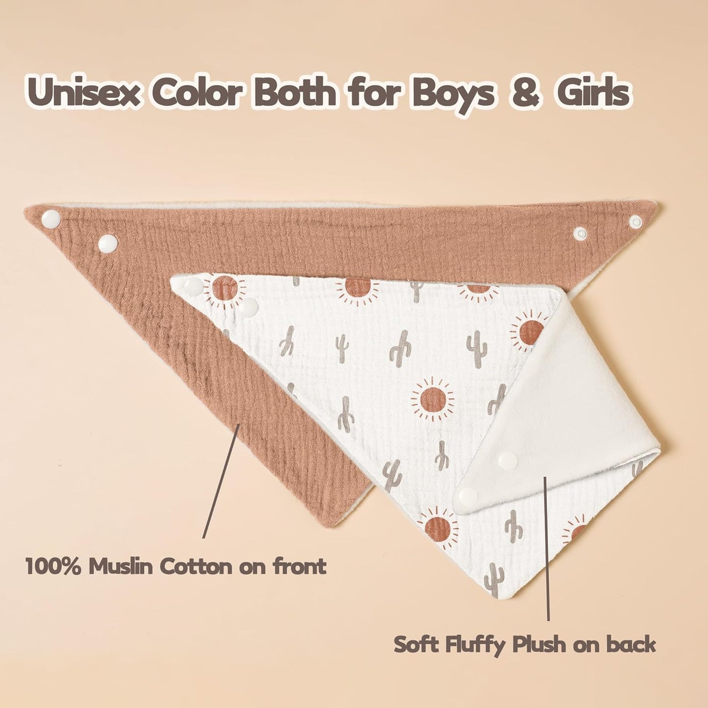 Susurration Muslin Baby Drool Bibs 6Pack Soft Triangular Adjustable Baby Bandana Bibs for Unisex Baby Girls & Boys