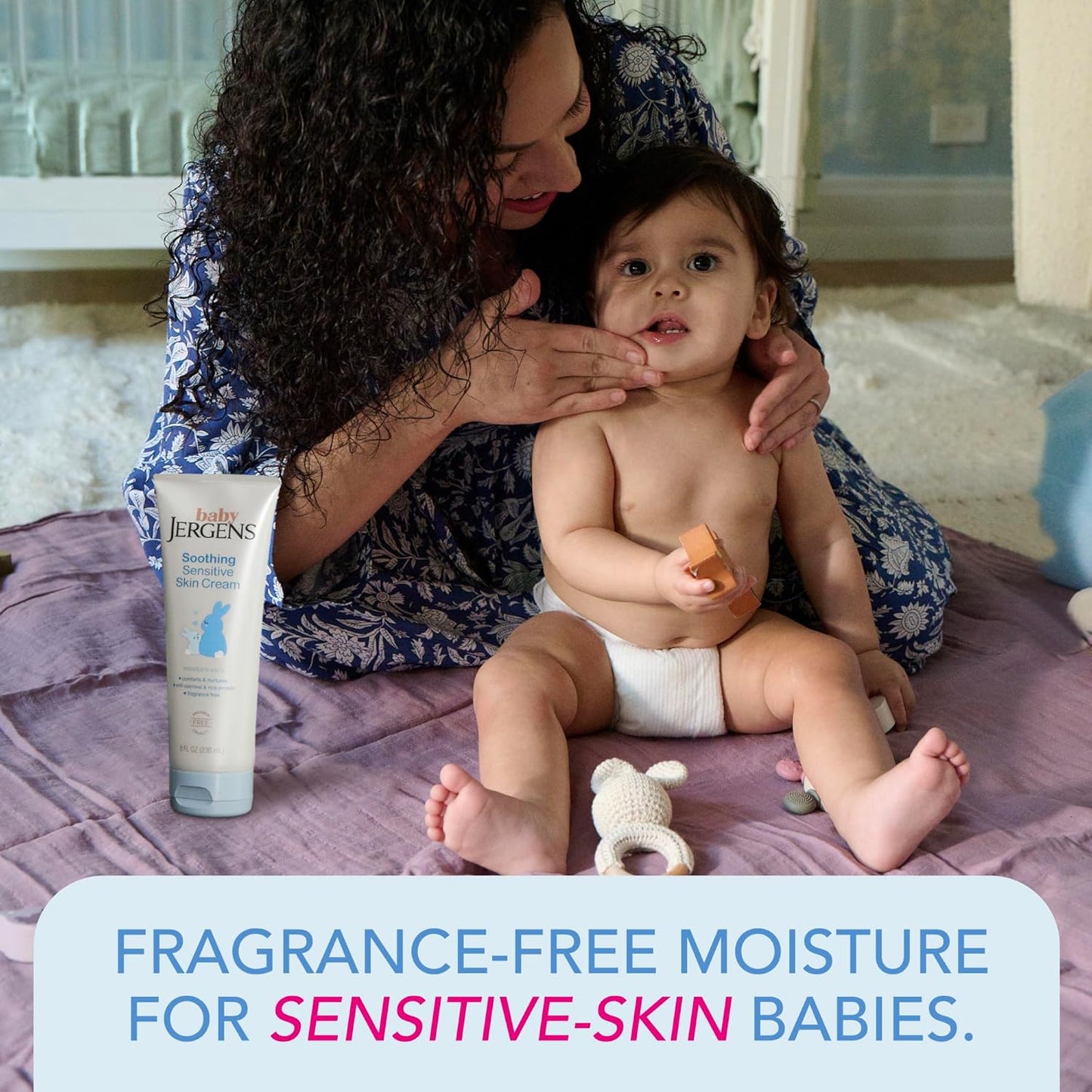Jergens Baby Soothing Sensitive Skin Cream, Cream for Infant Dry Skin, Baby Cream for Dry Skin, Pediatrician-tested, Fragrance-free, 8 Fl Oz