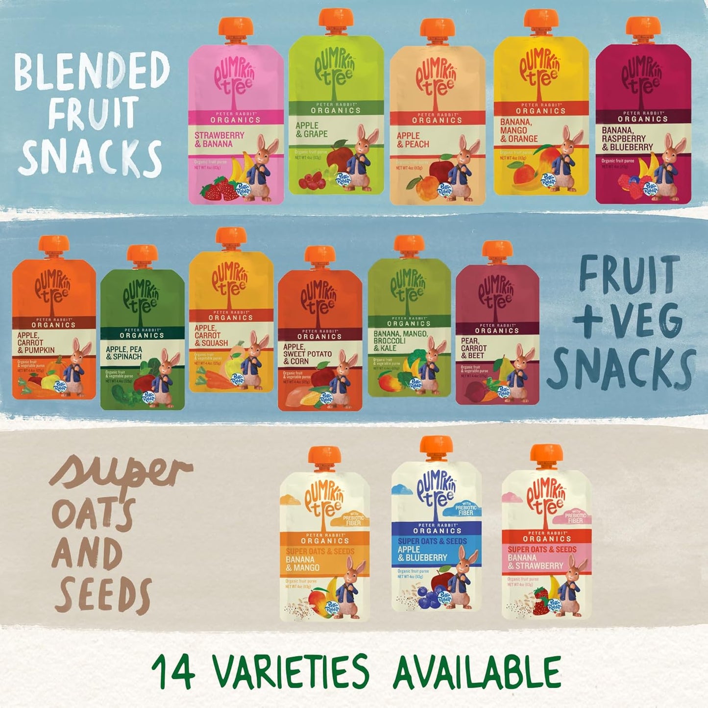 Pumpkin Tree Peter Rabbit Organics, Pea, Spinach and Apple Puree, 4.4-Ounce Pouches (Pack of 10)