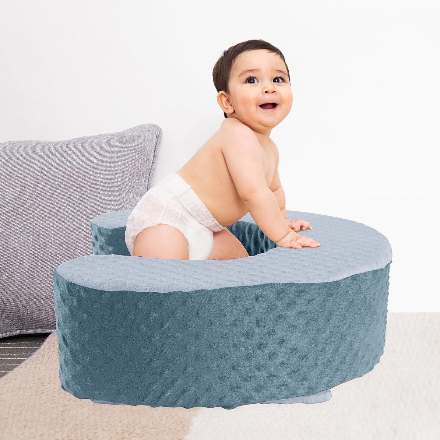 MABOZOO Sit Up Pillow for Baby, Foam Baby Floor Seat Support Seat Sitting Pillow for Sit Balance, Soft Infant Sitting Support Ring for Babies, Infants and Toddlers (Blue)