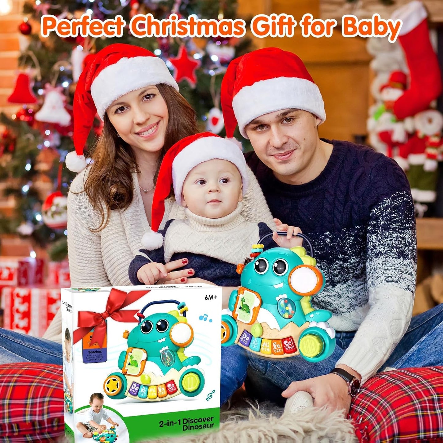 WITALENT Baby Toys 6-12 Months Dinosaur Piano Music Light Up Toys for 1 Year Old Boys Girls Infant Toys for 7 8 9 10 12 18 Months Interactive Piano Keyboard Toys Baby Christmas 1st Birthday Gifts
