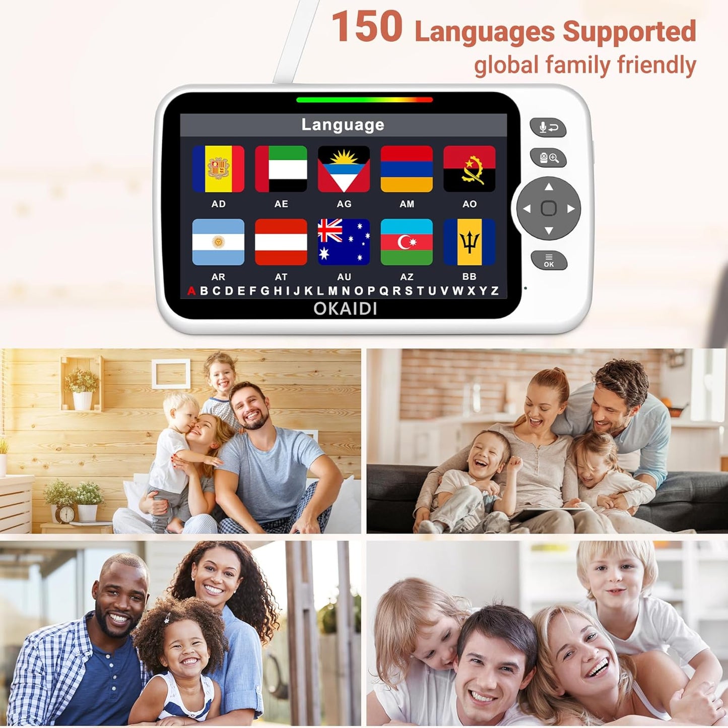 OKAIDI Baby Monitor No WiFi, 6" Extra-Large IPS Screen with 30-Hrs Battery, 1000ft Baby Monitor with Camera and Audio, Remote Pan-Tilt-Zoom Camera for Baby/Pet/Elderly, 2-Way Talk, Night Vision, VOX