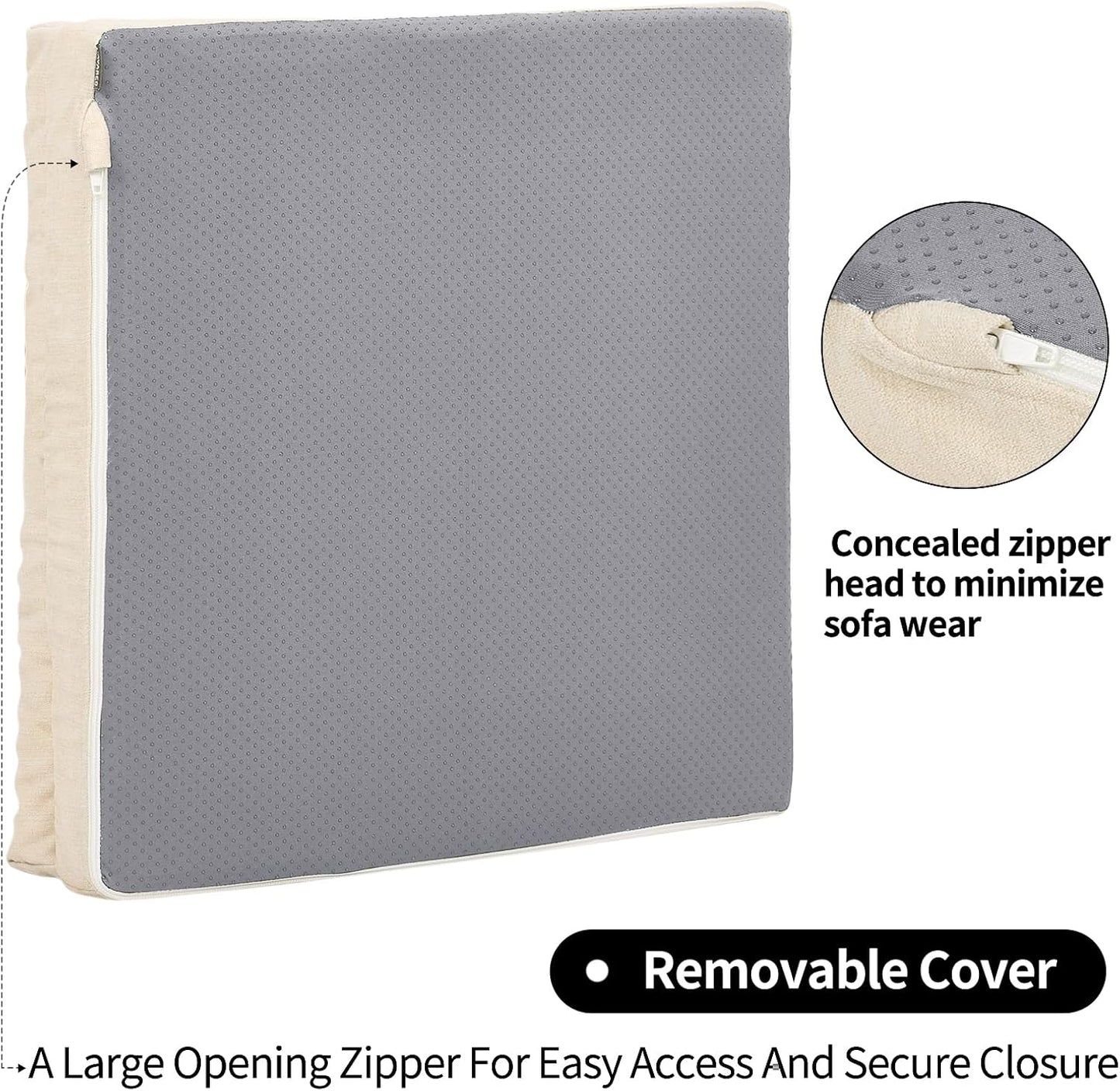 HAVARGO Recliner Cushions for Elderly, 20x20x4 Inch Thick Chair Cushion for Shorter Users Patent Design Soft Tufted Dual Layer Booster Seat Cushions for Seniors Recliner Risers Beige 1P