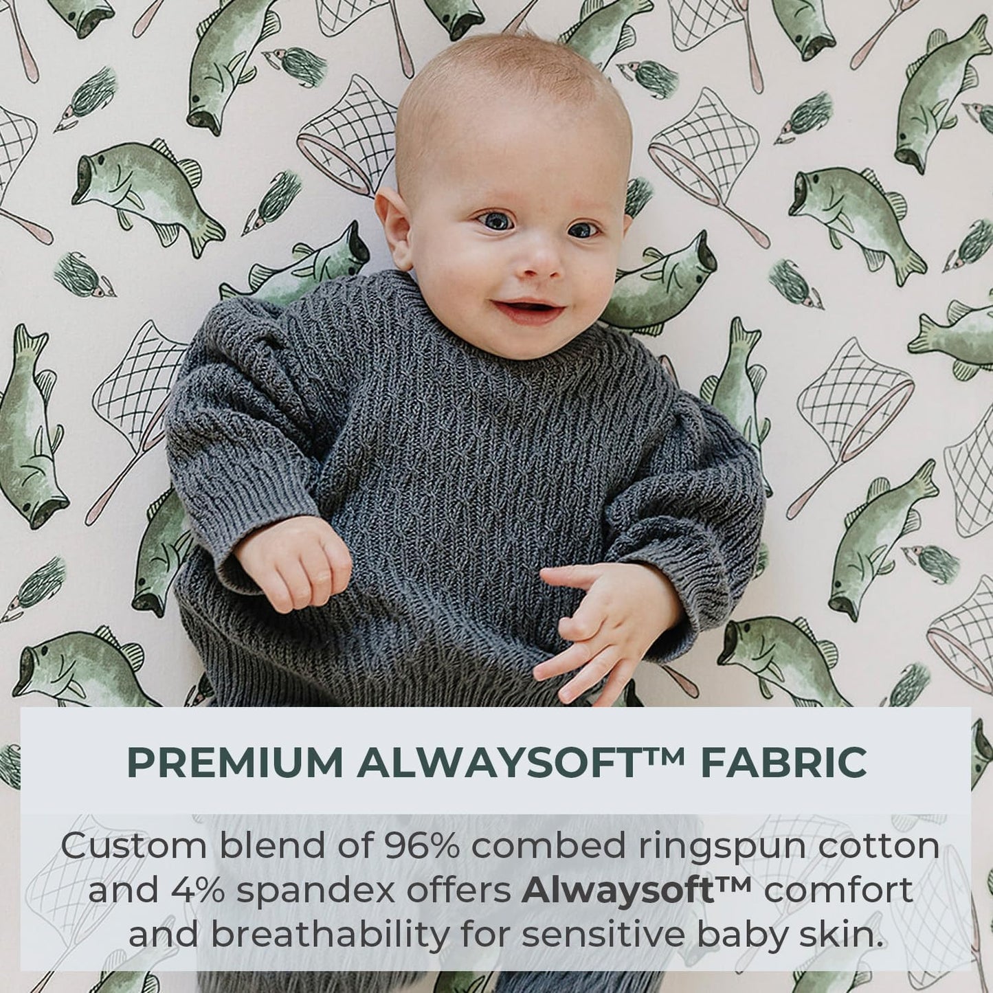 Pobibaby – 2 Pack Crib Sheets for Boys, Premium Fitted Baby Boy Crib Sheets for Standard Crib Mattress – Ultra-Soft Jersey Knit, Safe and Snug, Stylish Design (Gone Fishing)