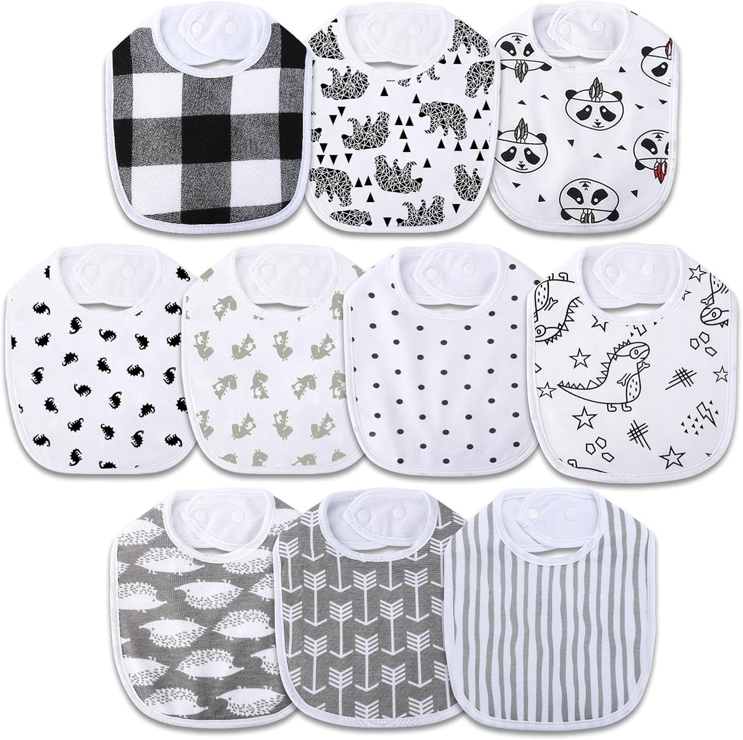 Hakochia Waterproof Baby Bibs Organic Cotton Super Soft and Absorbent With Adjustable Snap for Baby Boys and Girls