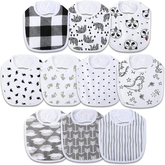 Hakochia Waterproof Baby Bibs Organic Cotton Super Soft and Absorbent With Adjustable Snap for Baby Boys and Girls