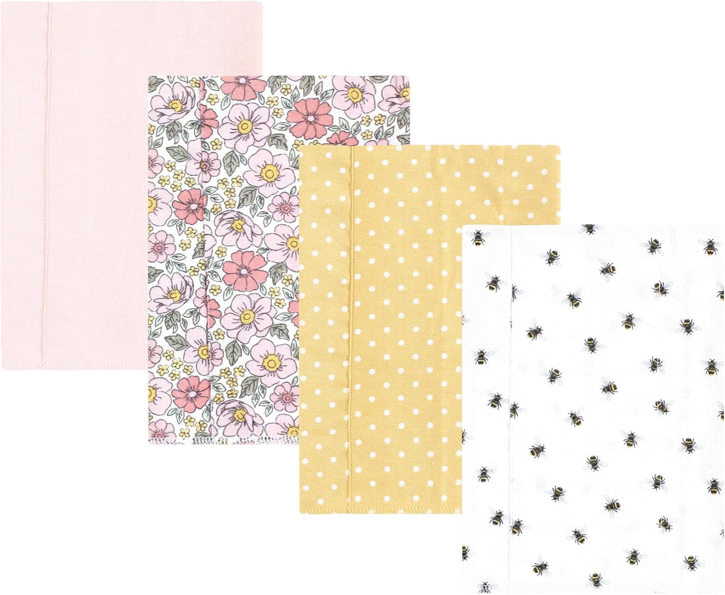 Luvable Friends Hudson Baby Flannel Burp Cloths 4pk, Pink Yellow Floral
