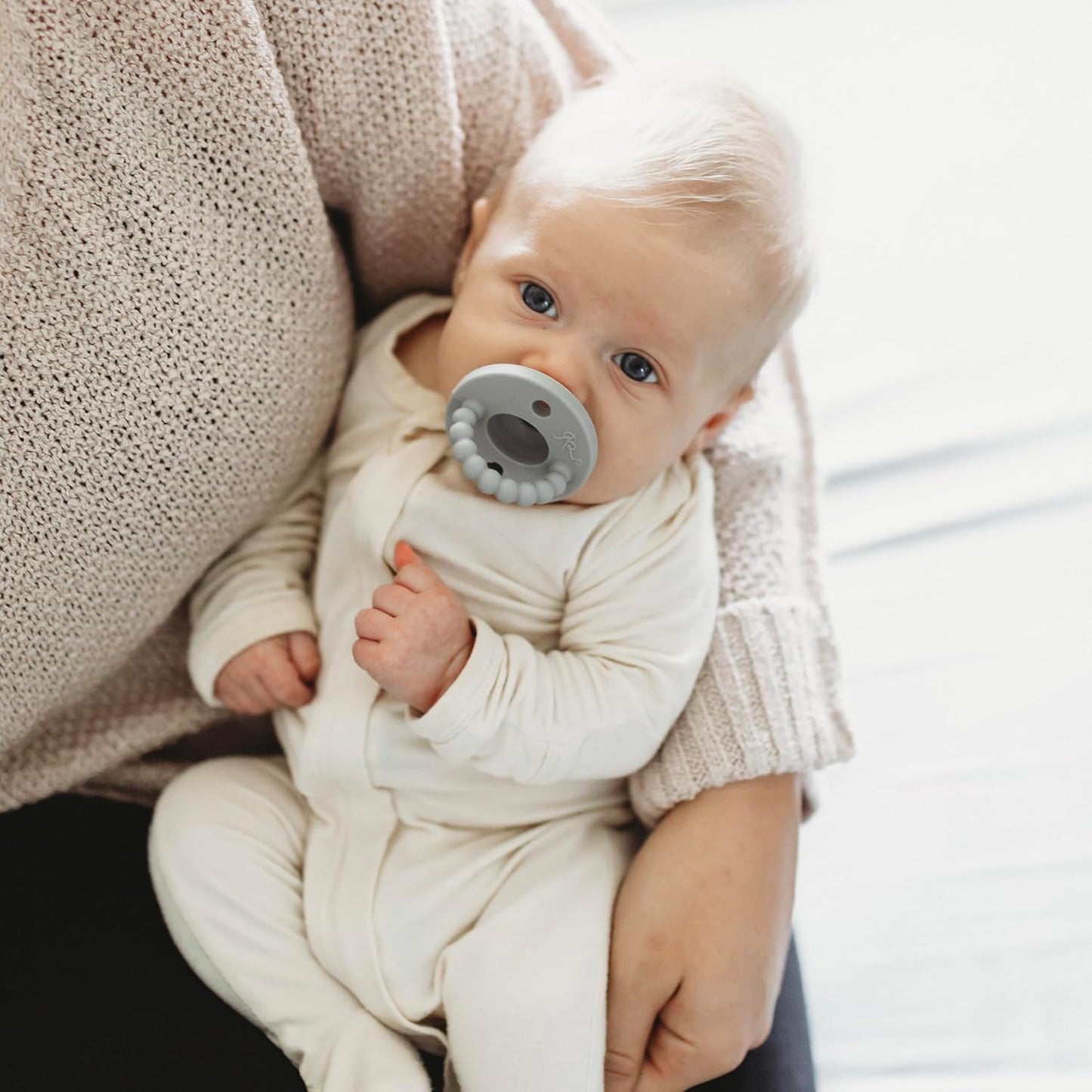 Ryan & Rose Cutie PAT All-in-One Pacifier and Teether Massaging Teething Ring and Hideaway Binky for Growing Babies (Prep (3 Pack), Flat)