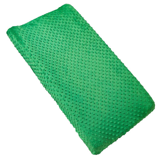 Solid Changing Table Pad Cover Cradle Sheet, Fits 32"/34''x16 Contoured Diaper Changing Pad, Ultra Soft Cozy Dots Plush Changing Table Covers, Breathable Wipeable Removable (Fern Green)