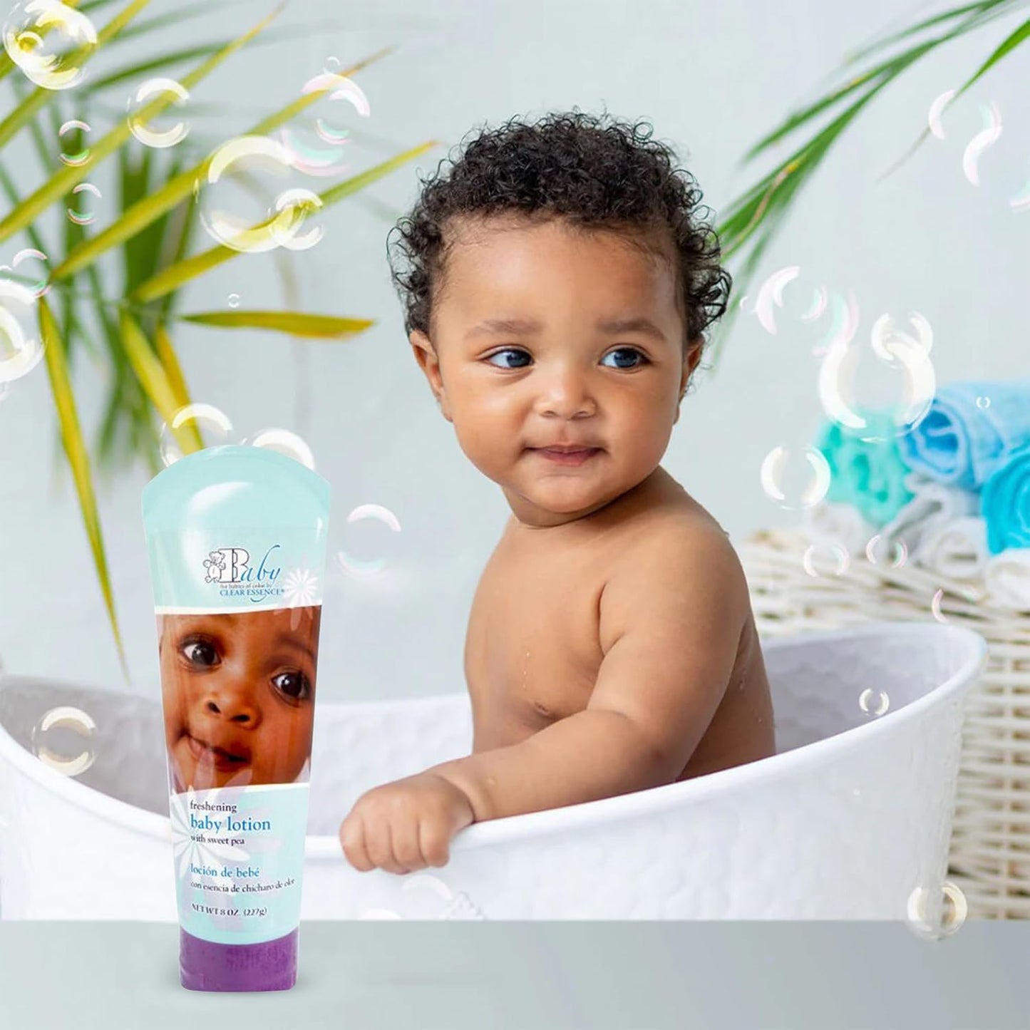 Clear Essence Baby Lotion With Sweet Pea - 8Oz | Baby Skin Care Lotion for Kids - Nourishing Baby Daily Moisturizer for Smooth Skin - Suitable for All Types of Skin - Dermatologist Tested