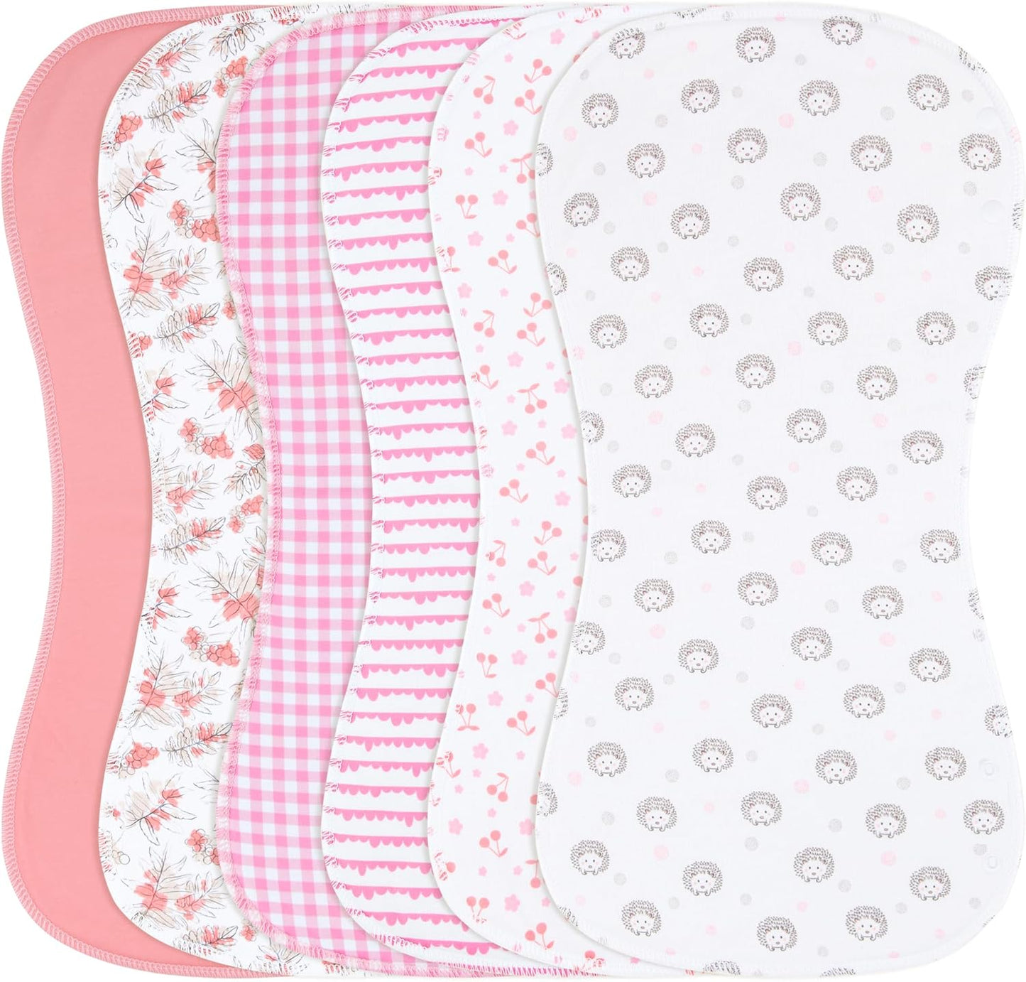 2-in-1 Burp Cloths and Baby Bibs - 6 Pack Large Super Absorbent Soft Cotton Burping Cloths for Spit Up, 3 Layers Thick Baby Burp Rags for Girls & Boys