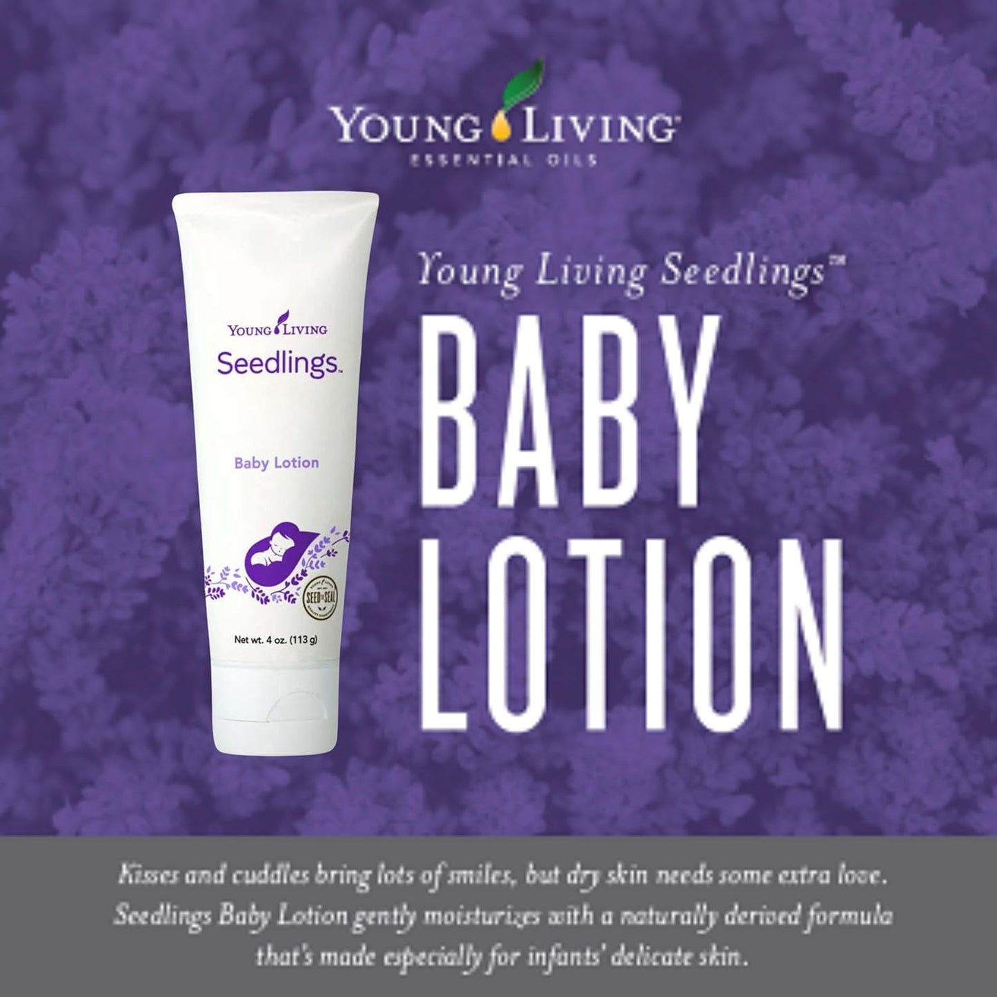 Young Living Seedlings Baby Lotion - 4 oz - Hypoallergenic Skincare for Delicate & Sensitive Infant Skin - Gentle, Non-Greasy, Soothing Hydration & Softness
