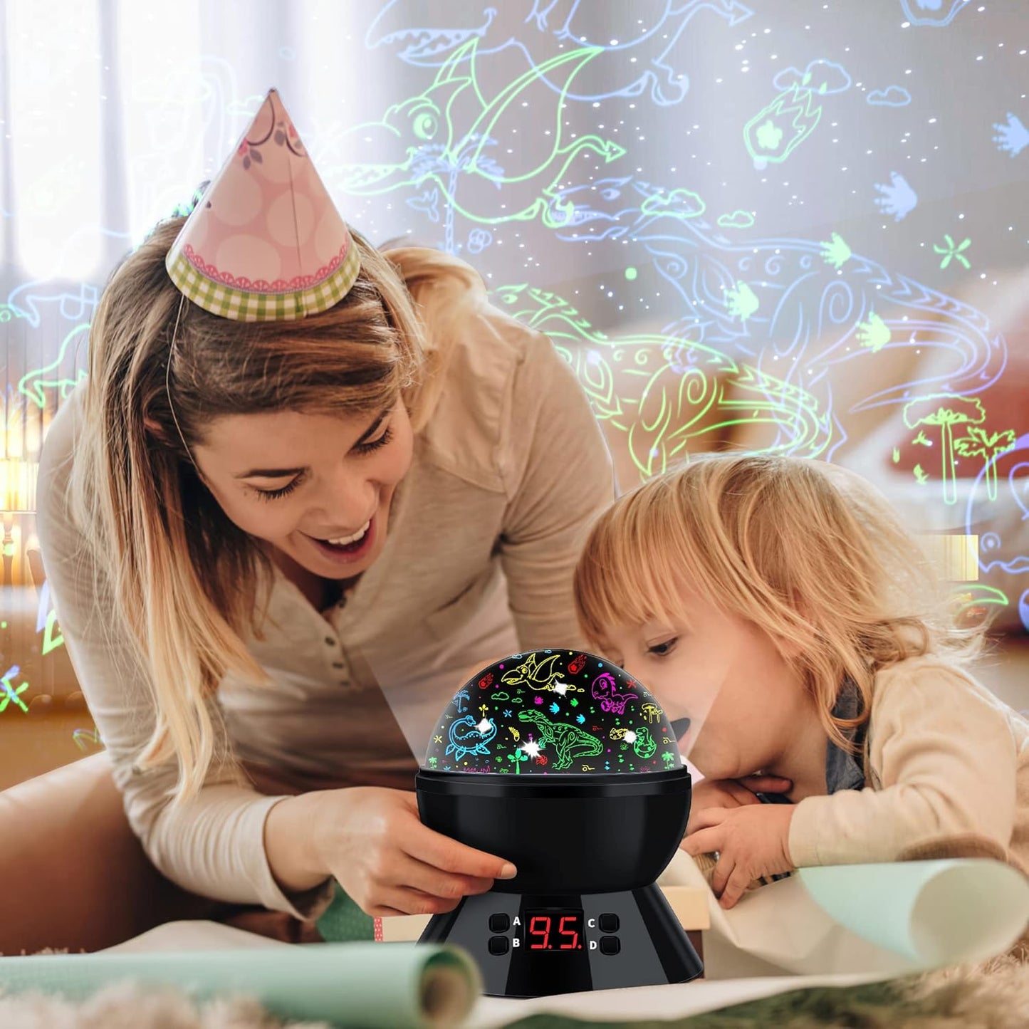 Dinosaur Night Light Projector for Kids Toys for Boys Room, 360 Degree Rotation with 17 Colors Dino Projection Light for Toddler Nightlight Lamp Birthday Gifts for Boys Bedroom Decor