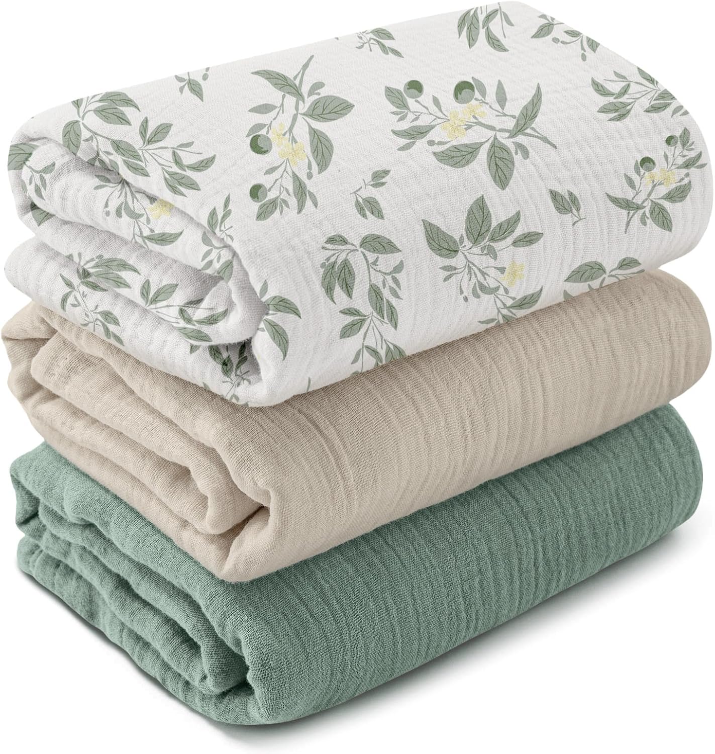 GLLQUEN BABY Muslin Swaddle Blankets,3-Pack Receiving Blanket for Newborn Boys and Girls,Baby Swaddle Blanket Unisex,Osmanthus Fragrance,Baby Essentials, Registry & Gift, 40 x 38 inches