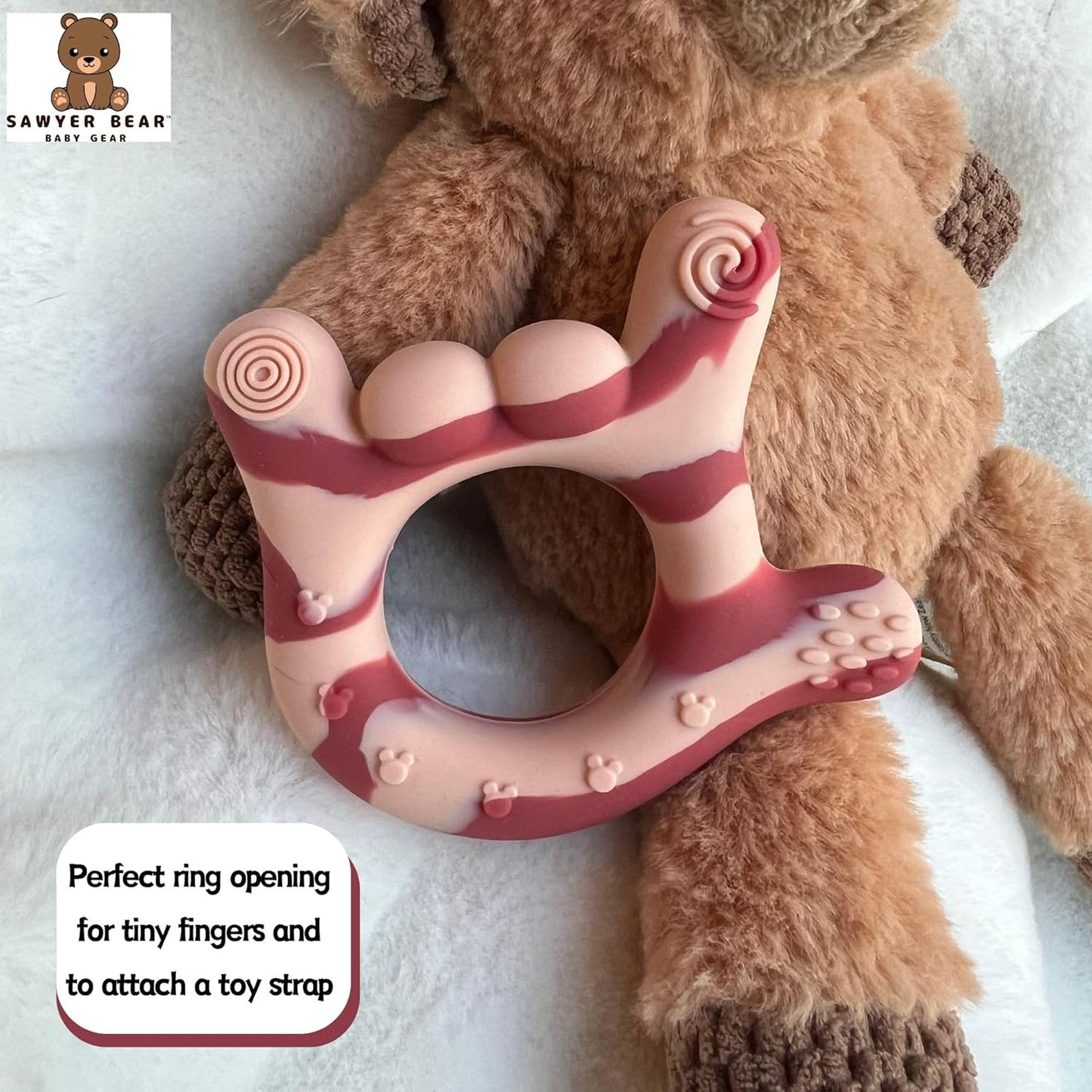 Silicone Hand Teether | I Love You Teethers for Babies 3-6 Months | BPA-Free Teething Toy | Soft Teething Toys 6-12 Months | Massaging Teething Relief - Gift for Babies 0-12 Months (Red)