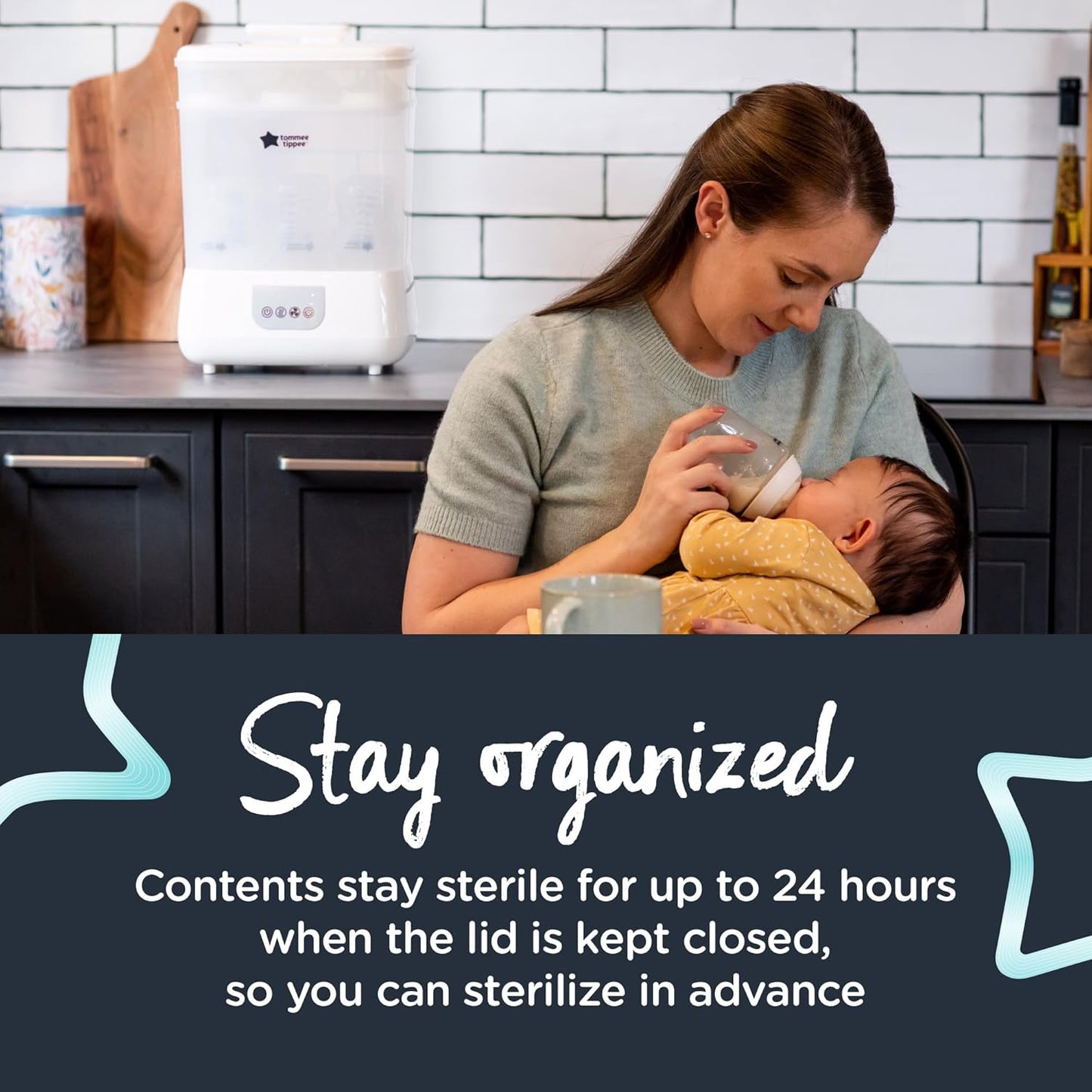 Tommee Tippee Steridryer Electric Steam Sterilizer and Dryer, White, for Baby Bottles and Feeding Accessories, Kills Viruses* and 99.9% of Harmful Microbes