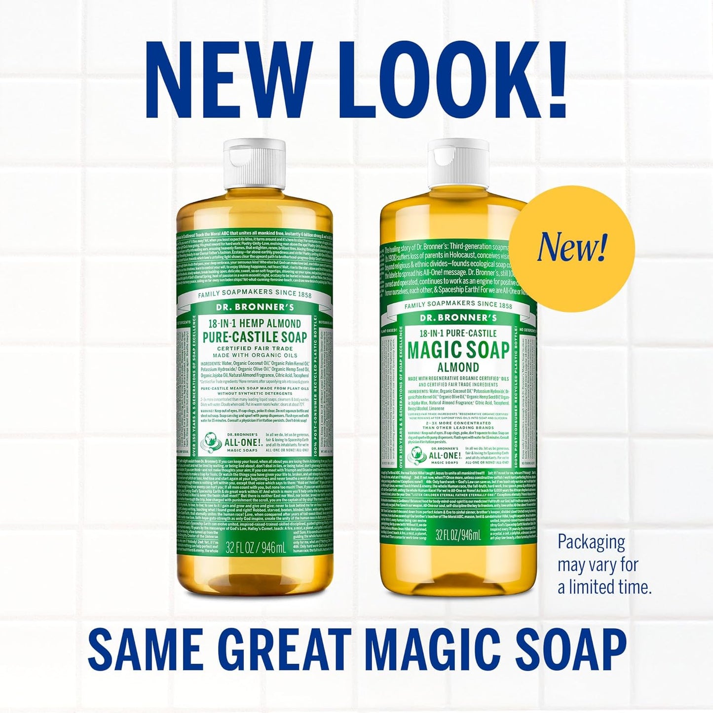 Dr. Bronner's Pure-Castile Magic Liquid Soap – Made with Organic Oils 32 oz (3-Pack) Almond, Citrus, Tea Tree, Body Wash, Face, Dish, Laundry, Pet Wash, Multi-Purpose Soaps