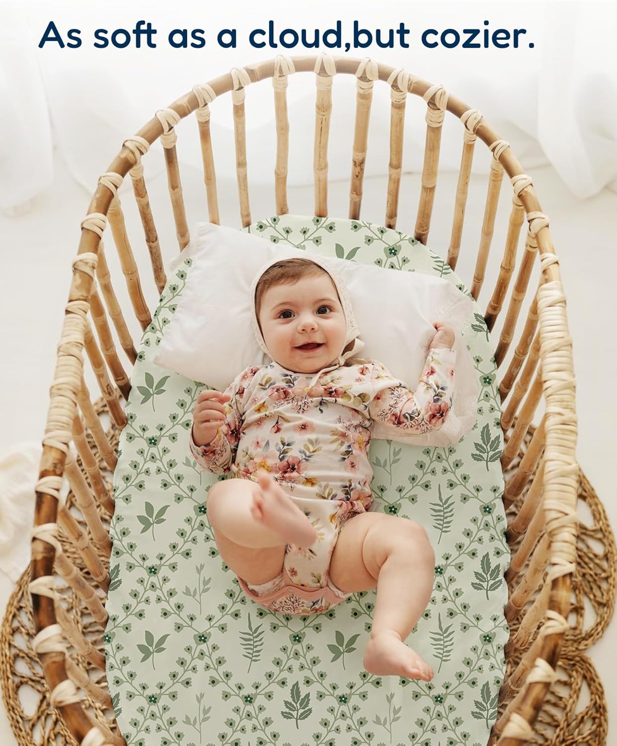 Bassinet Fitted Sheets Compatible with SNOO Happiest Baby Oval Bassinet - Buttery Soft, Silky Comfort, Premium Stretchy Jersey Knit Sheets, 2 Pack
