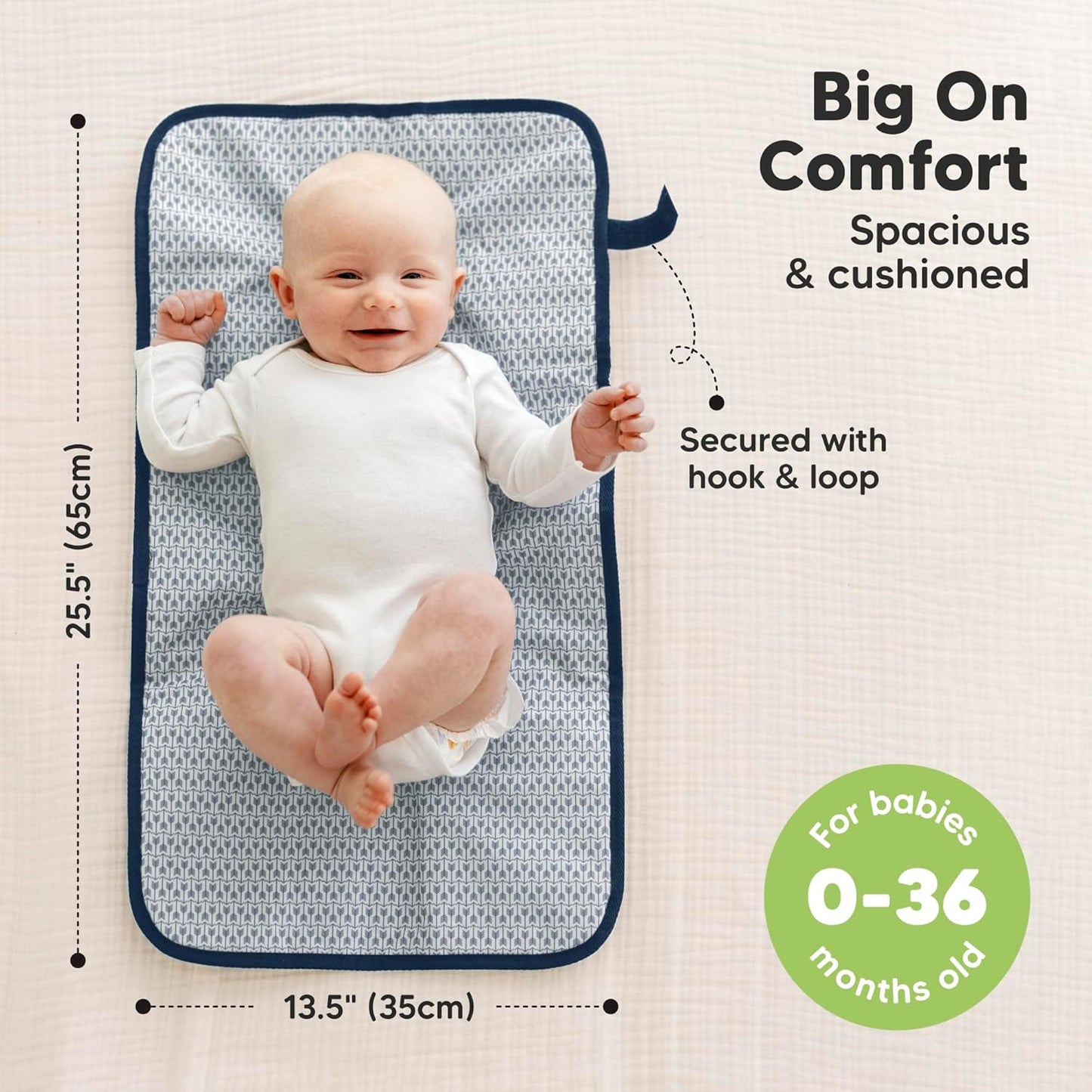 KeaBabies Portable Diaper Changing Pad, Easy Wipe Clean - Foldable Waterproof Baby Changing Mat for Diaper Bag, Compact, Lightweight, 25x13 Newborn, Infant, Baby Changer Travel Essential (Navy Blue)