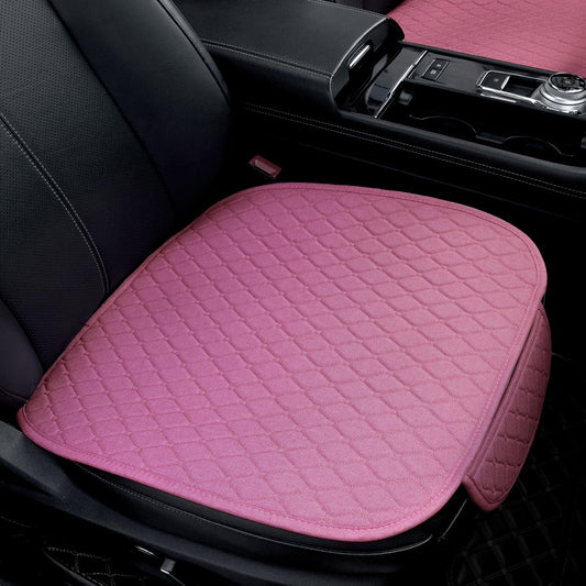 Linen Car Seat Covers for Cars - Non-Slip and Soft, 2 PCS Bottom Seat Cover Protectors with Storage Pocket, Linen Front Seat Covers Used for SUVs, Cars, Sedans (Pink)