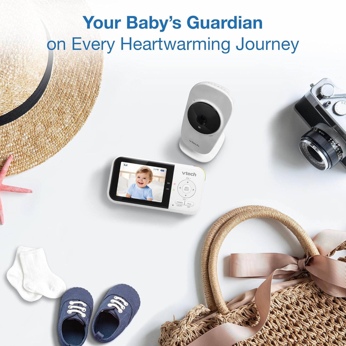 VTech VM819-2 Baby Monitor, 2.8” Screen, 2 Cameras, 1000ft Range, Night Vision, 2-Way Audio, Temperature Sensor, Lullabies, Secured Transmission No WiFi