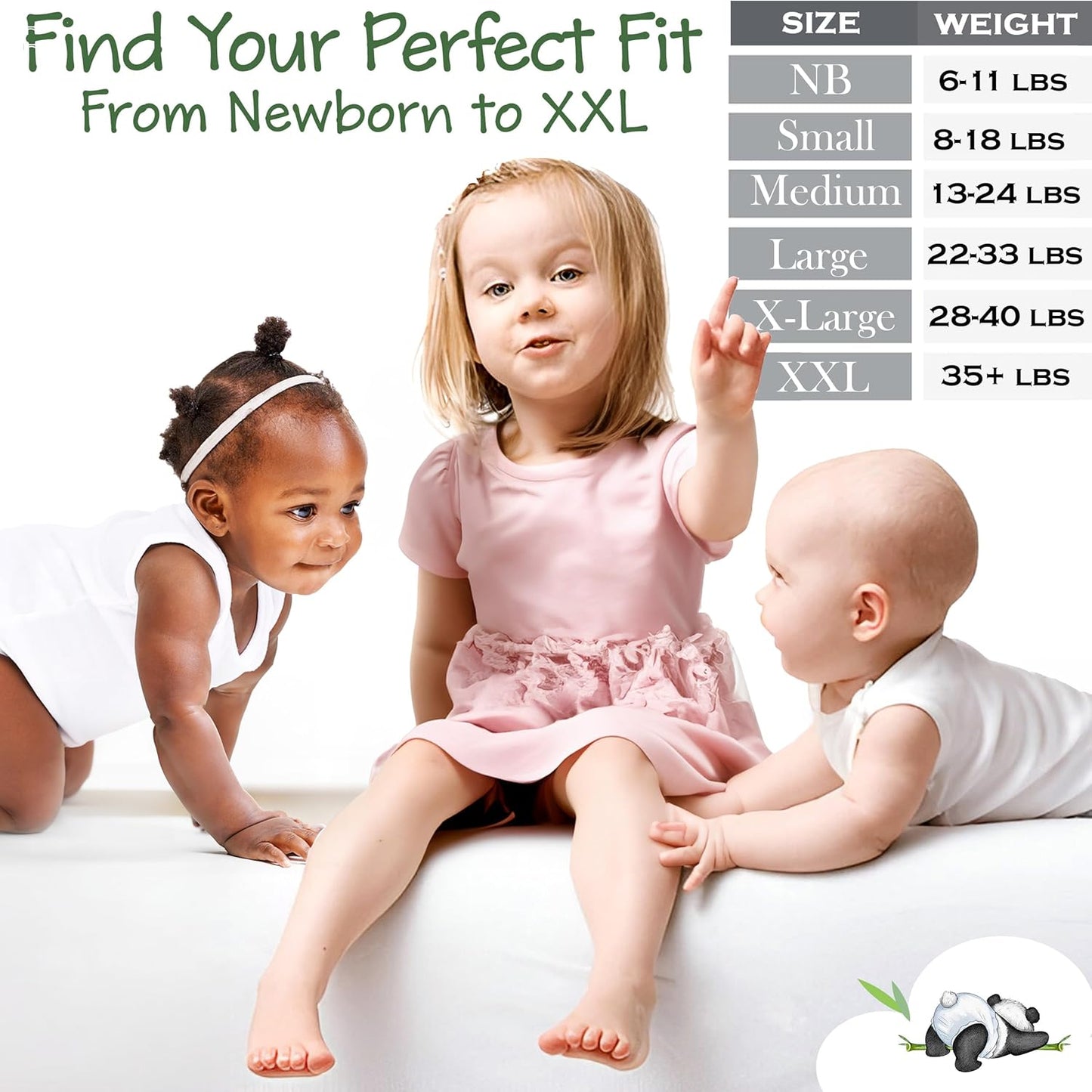 Bamboo Baby Diapers, Totally Chlorine Free for Sensitive Skin for Newborns to XXL. Hypoallergenic & Non Toxic Eco Friendlier Plant-Based Materials. TCF NB Newborn Size (37 ct)