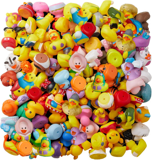 100 Pack Rubber Duck for Jeeps Ducking - 2" Bulk Floater Duck for Kids - Baby Bath Toy Assortment with Bag - Party Favors, Bath Time, Birthdays, and More (100 Varieties)