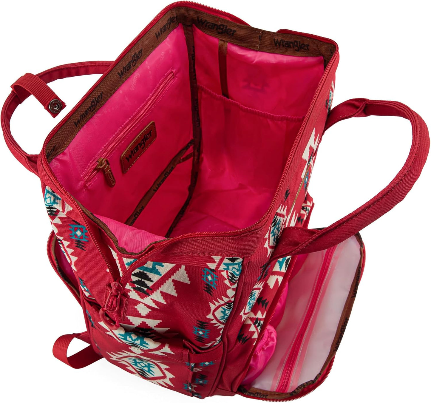 Montana West Wrangler Diaper Bag Backpack Aztec Travel Backpack Purses Western Multi-Function Baby Bags for Mom with Waterproof Insulated Pockets
