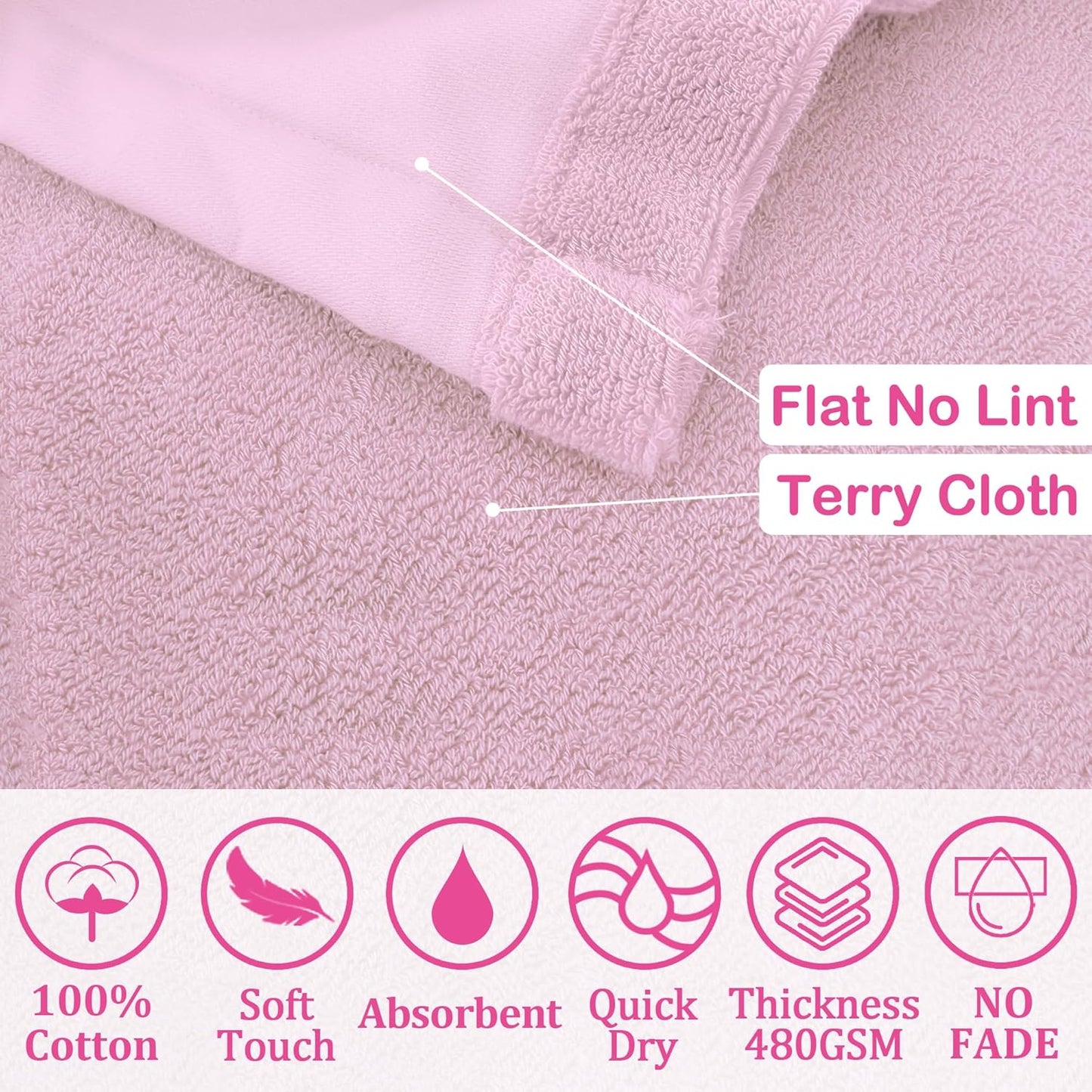 VOOVA & MOVAS Baby Hooded Towel with Bear Ear, 0-3Years | 100% Cotton,Low Lint, Ultra-Soft & Absorbent | Gentle for Sensitive Skin, Bath, Pool & Beach Towel | Newborn (Pink)