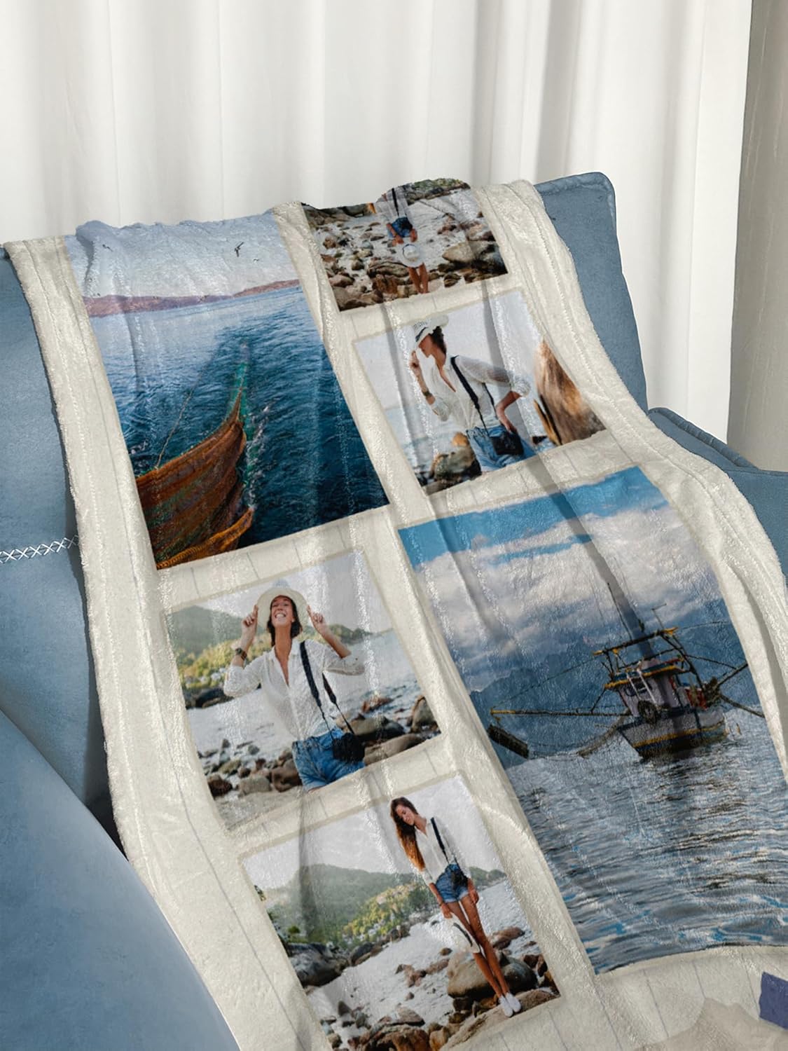 Personalized Photos Blanket Custom Flannel Blanket with Picture Text Customizable Blankets for Birthday Gift, 50 * 60in