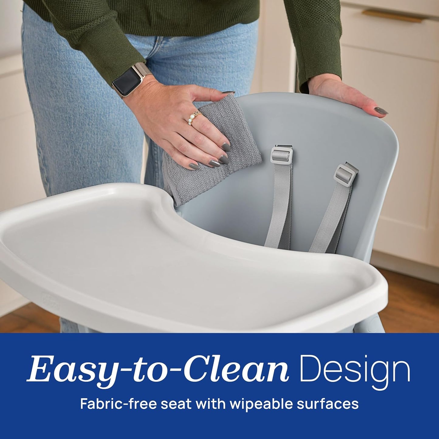 Chicco Zest 4-in-1 Folding High Chair, Feeding Chair, Toddler Chair and Youth Stool, Multi-Use Easy Clean High Chair | Capri/Blue