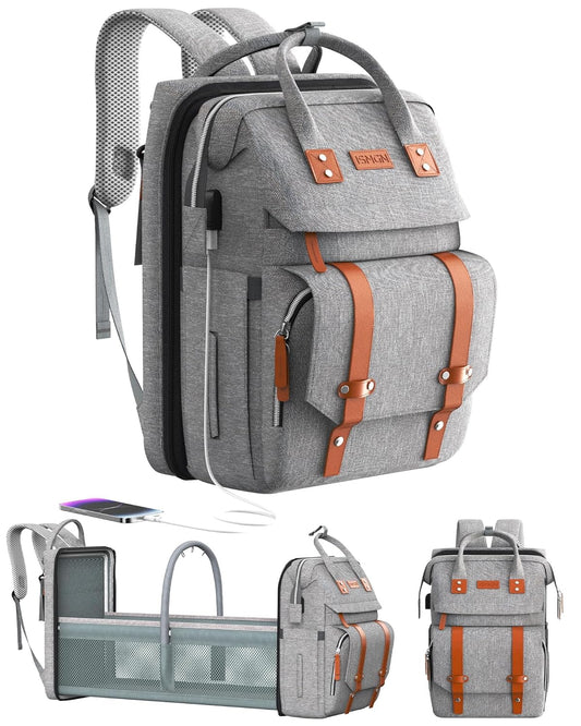Diaper Bag Backpack with Changing Station, Large Diaper Bag, Baby Bag, Multifunctional Diaper Bag, Gray