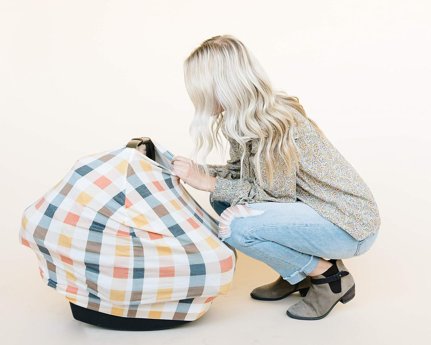 Baby Car Seat Cover Canopy and Nursing Cover Multi-Use Stretchy 5 in 1 Gift Harvest by Copper Pearl