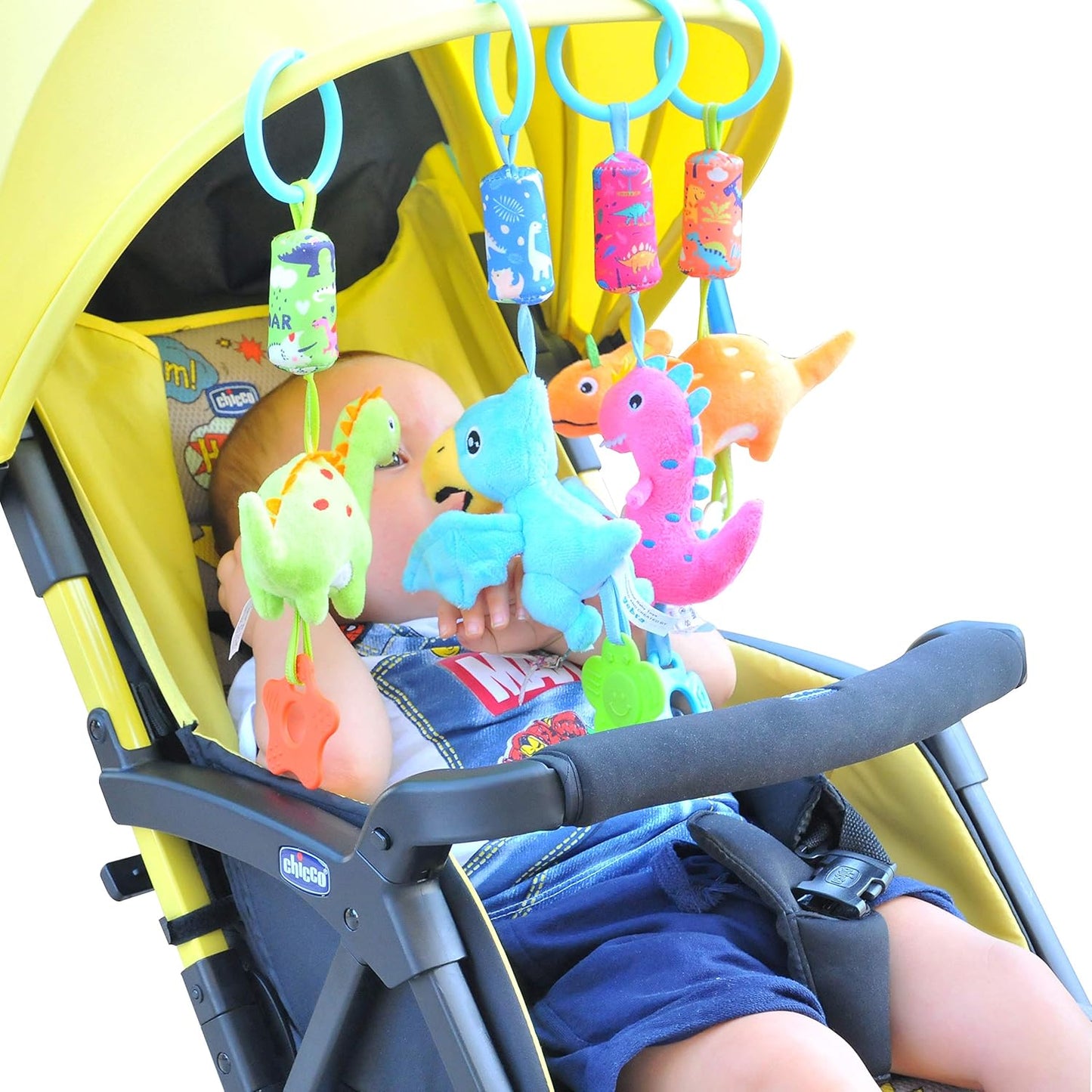 Baby Toys for 0 3 6 9 12 Months, Soft Rattle Wind Chime Car Seat Crib Stroller Toys, Dinosaur Baby Hanging Toys Birthday for Baby Boys and Girls
