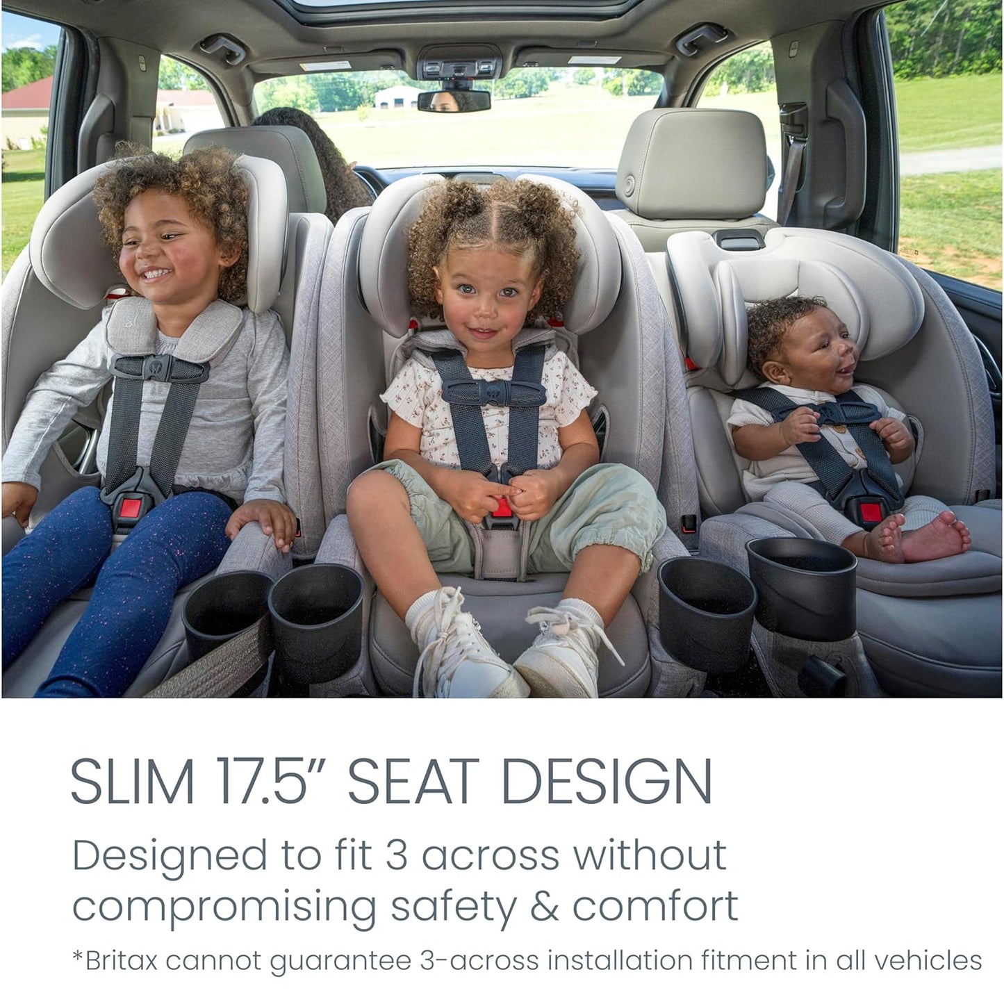 Britax One4Life Slim All-in-One Car Seat, 10 Years of Use, 17.5” SpaceSaver Design, Converts from Rear-Facing Infant Car Seat to Forward-Facing Booster Seat, ClickTight Installation, Parchment