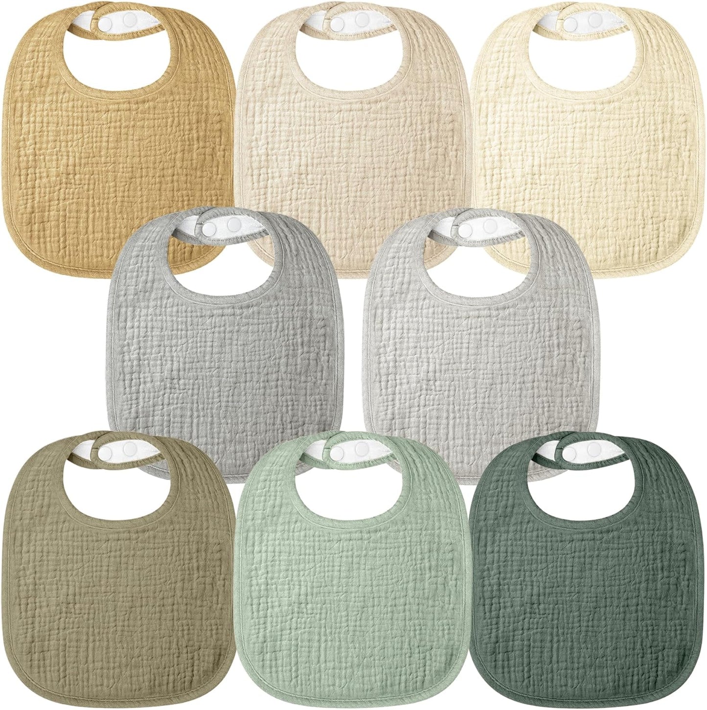 Bearmoss Muslin Baby Drooling Bibs 8 Pack, 100% Cotton Square Adjustable Bandana Bibs Gift for Baby Girls Boys Teething Drool