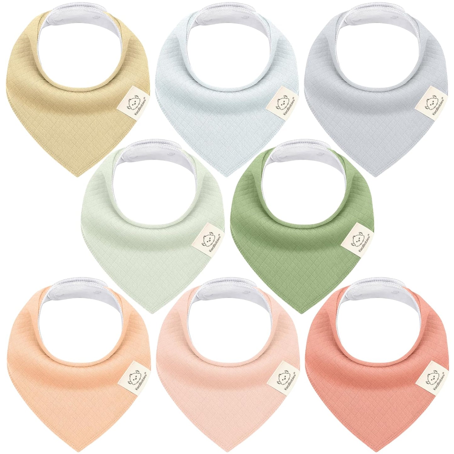 KeaBabies 8-Pack Bandana Bibs for Baby Girls, Boys - Organic Cotton Baby Bibs for Drooling & Teething Newborn, Toddler, Infant 0-36 months, Extra Soft, Absorbent Cloth with Snaps (Dew/Quin)
