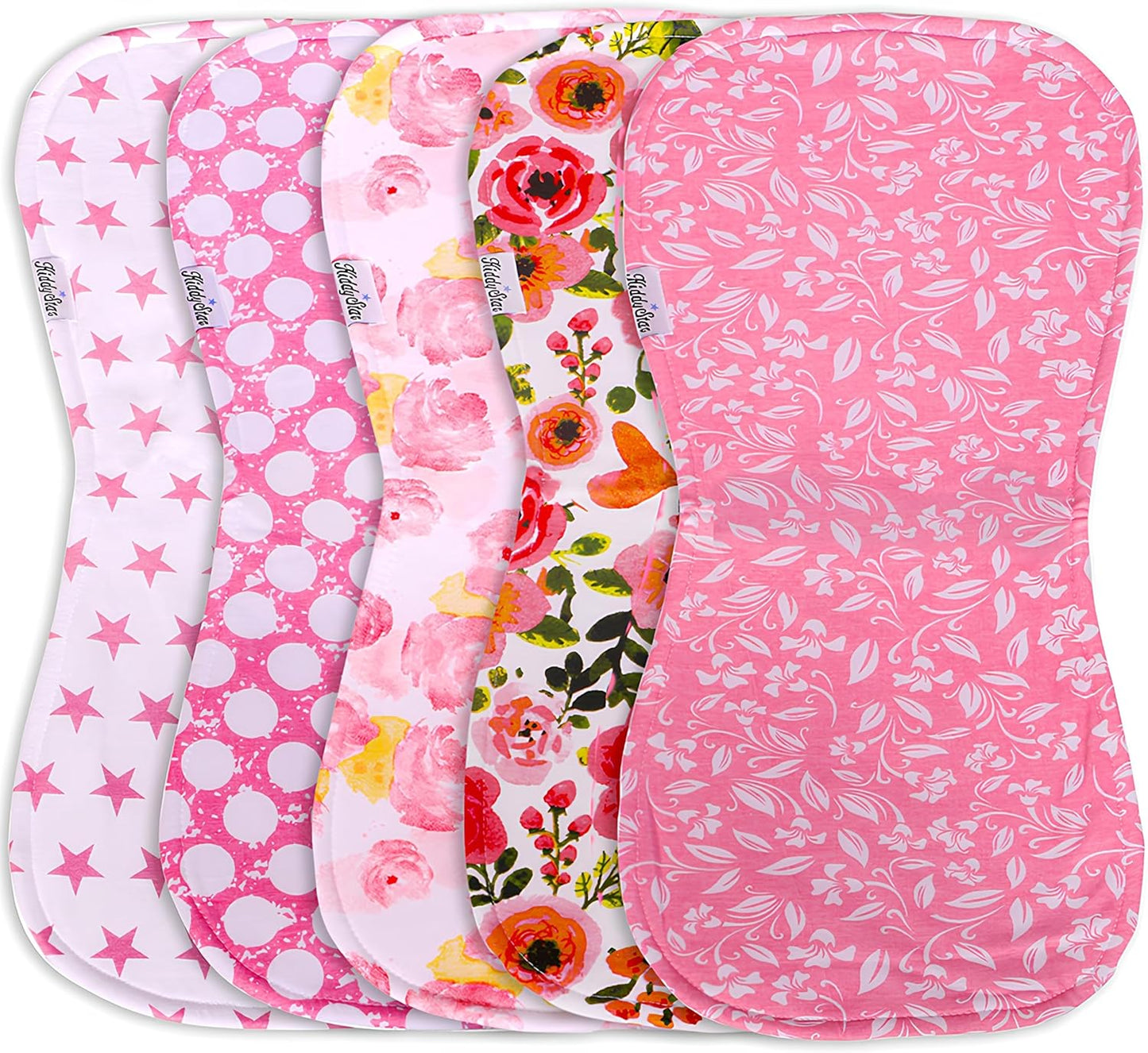 5-Pack Organic Cotton Burp Cloths – Large, Ultra-Soft 3-Layer Towels for Burping, Shoulder & Hand Use, Highly Absorbent
