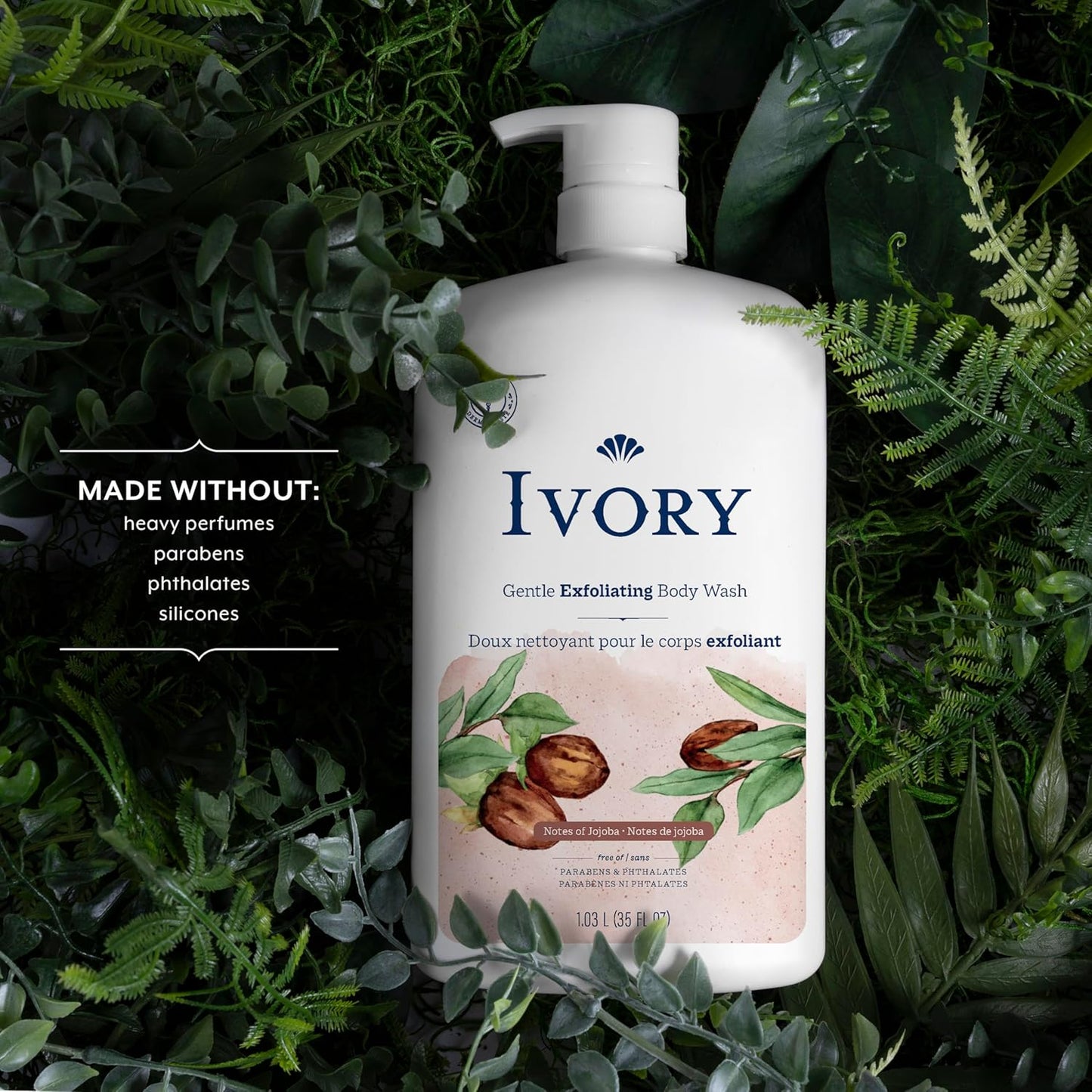 Ivory Body Wash, Designed for the Whole Family, Gentle Formula, Free of Heavy Perfumes Parabens Phthalates & Silicones, Jojoba Scent, 35 oz