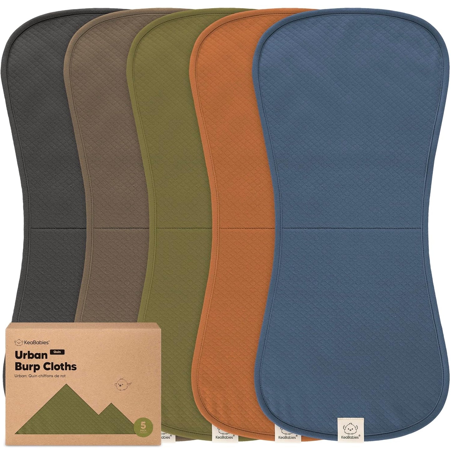 KeaBabies 5-Pack Organic Burp Cloths Baby Girl, Boy - Extra Large, Absorbent Baby Burp Cloths, Soft Burping Cloths for Babies, Newborn Burp Clothes, Cotton Burp Rags, Thick Burp Cloth (Basic/Quin)