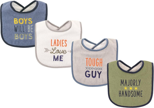 Luvable Friends Unisex Baby Cotton Terry Drooler Bibs with Fiber Filling