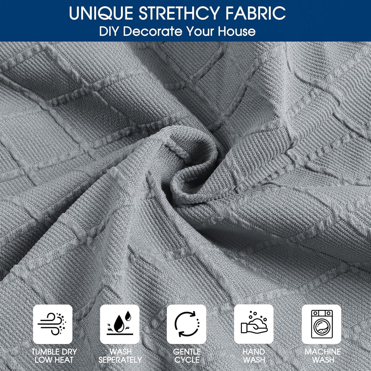 Yikko Chair Seat Covers, High-Density Check Jacquard Ekedalen Seat Covers for Dining Kitchen Restaurant Banquet, Stretch Removable Washable Chair Seat Cushion Protector (4, Silver Gray)