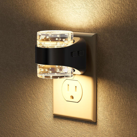 Briignite LED Night Light Plug into Wall, Dimmable Night Light with Bubble Design 3000K Warm & 5 Brightness Levels, Dusk to Dawn Sensor Nightlights for Kids Room, Nursery, Hallway, Bathroom, Bedroom