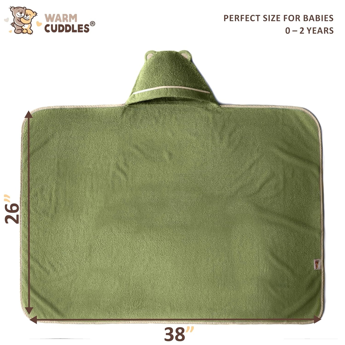 Premium Baby Bath Towel - Rayon Made from Bamboo Hooded Baby Towels - Newborn Baby Towel with Hood - Large Hooded Towel for Newborn Infant Boy Girl (Olive)