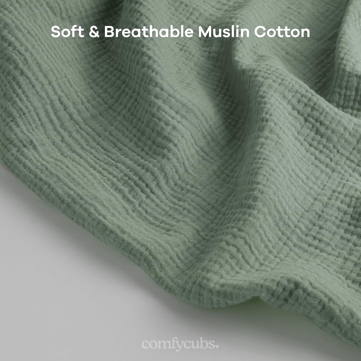 Comfy Cubs Muslin Nursing Cover, Pack of 1, 100% Muslin Breastfeeding Cover - Soft & Breathable Baby Nursing Scarf with Adjustable Neck Strap - Portable, Lightweight & Privacy Coverage - Fern